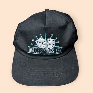 Vintage Bruce Springsteen 1990s Roll Of The Dice Tour Snapback Hat Black Vtg 90s